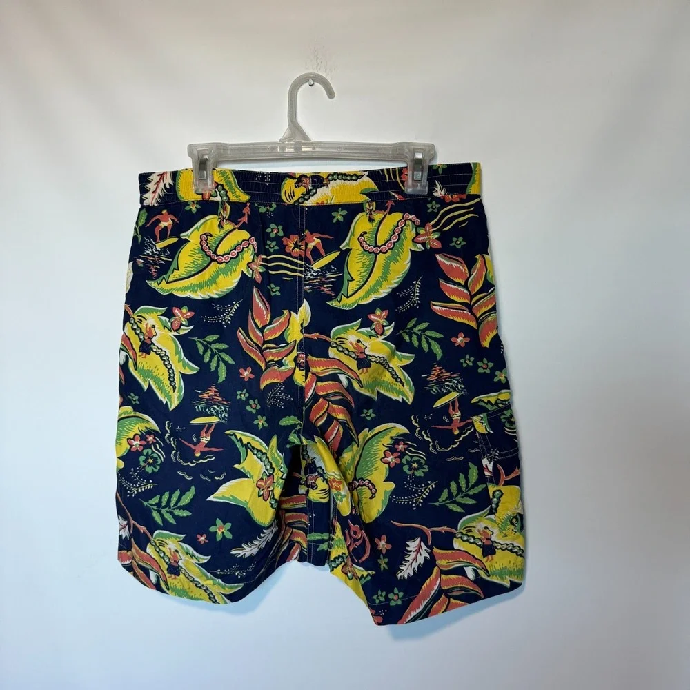 Polo Ralph Lauren Swim Trunks Mens Small Navy Hawaiian Beach Shorts Tropical 9